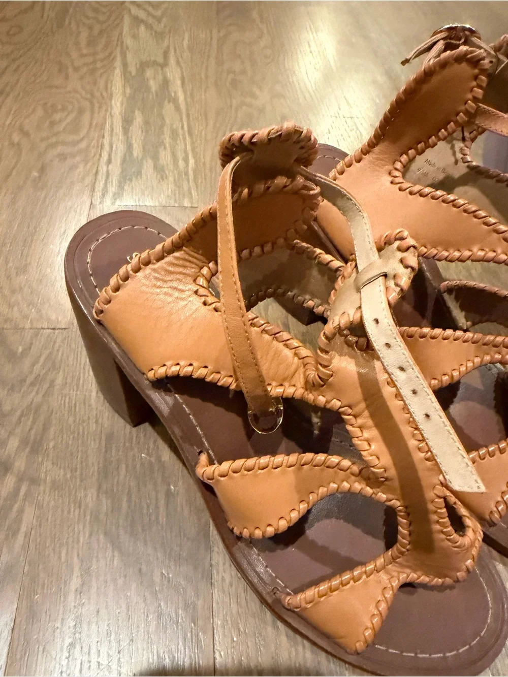 Jack Rogers Jackie Heeled Whipstitch Gladiator Sandals Size 9.5 cottagecore